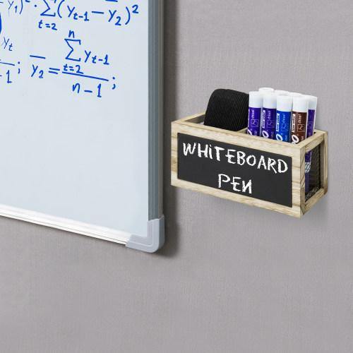 Magnetic Burnt Wood and Metal Wire Dry Erase Organizer w/ Chalkboard - MyGift