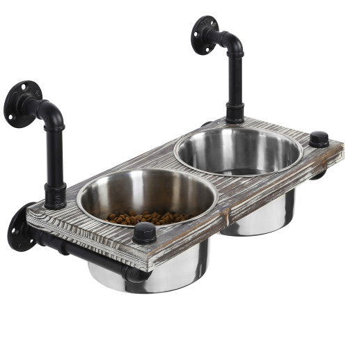 Wall Mounted Dog Bowl Stand - Bowls included