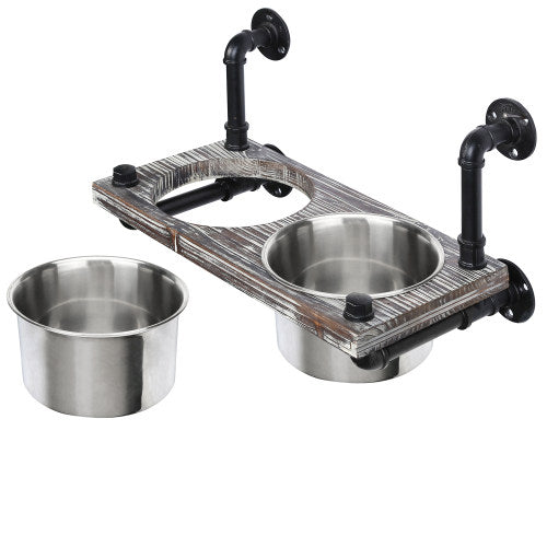 Wall Mounted Dog Bowl Stand - Bowls included