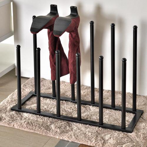 Modern Black Metal 6-Pair Boot Rack - MyGift