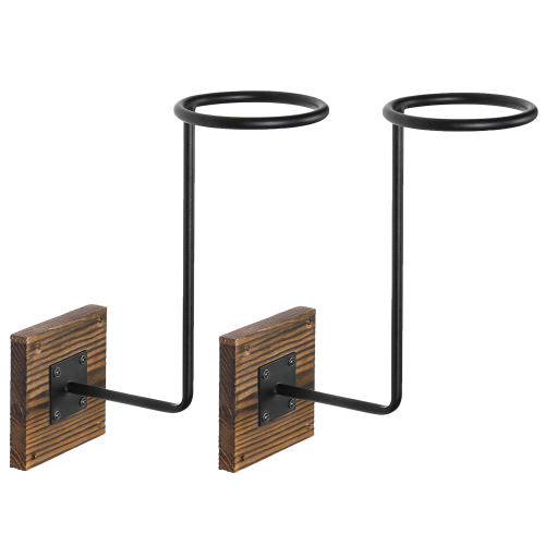 Wall Sconce Candle Holder (Set of 2) Black Wall-Mount Metal and Wooden