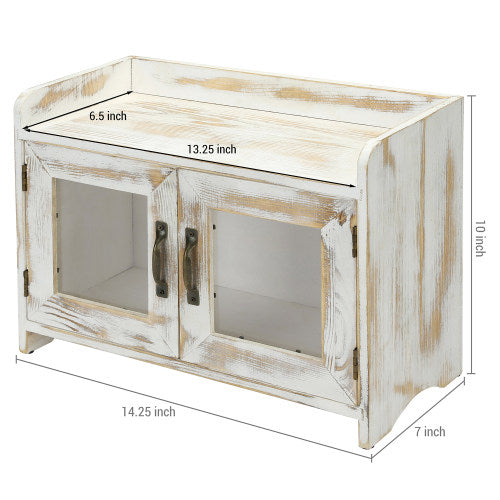 MyGift Rustic Wood Kitchen or Bath Countertop Storage Cabinet with Glass  Windows