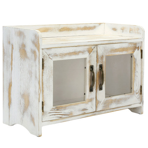 MyGift Antique White Wood Kitchen and Bathroom Countertop Mini Storage  Cabinet