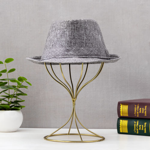 Brass Plated Metal Hat & Wig Display Stand-MyGift