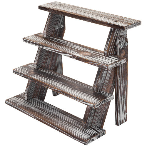 Torched Wood Riser Stand w/ 4 Tiers-MyGift