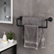 Wall-Mounted Industrial Black Metal Pipe Towel Bar-MyGift