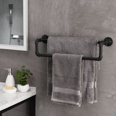 Black Wall-Mounted Industrial Pipe, 3-Arm Swivel Towel Bar Rack – MyGift