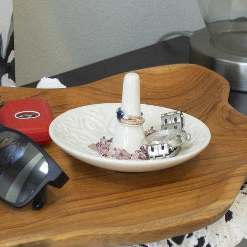 White Ceramic Ring Dish, Heart Design - MyGift