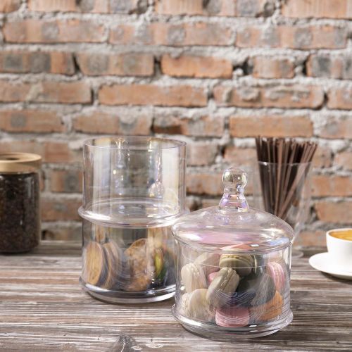MyGift Modern 3 Tier Clear Glass Stacking Apothecary Jars with Lid, Round  Glass Display Candy and Cookie Containers, 16 inch Tall