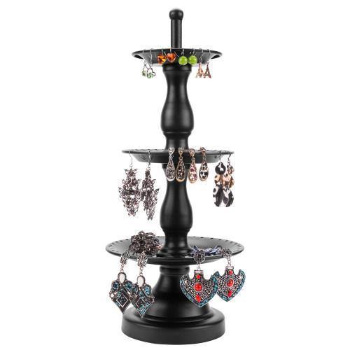 Black Metal 3-Tier Jewelry Fountain Stand - MyGift