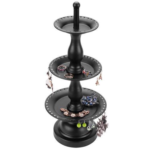 Black Metal 3-Tier Jewelry Fountain Stand - MyGift