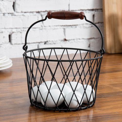 Black Metal Country Style Egg Basket with Handle - MyGift