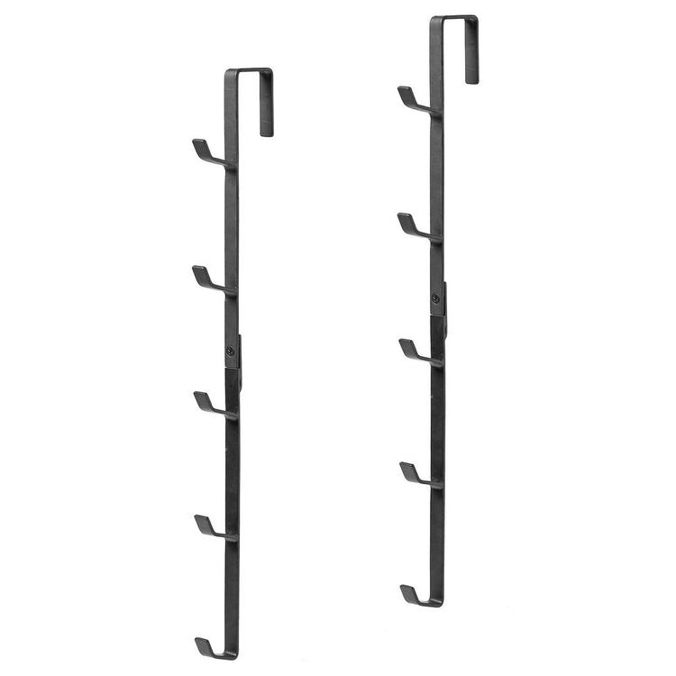 Black Metal Over-the-Door Coat, Hat & Purse Rack with 5 Hooks, Set of 2 - MyGift Enterprise LLC