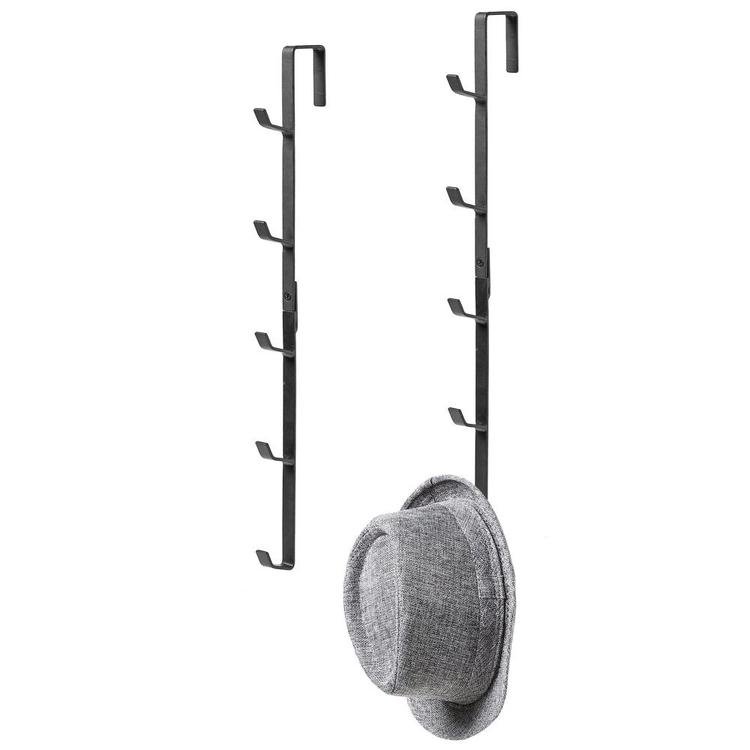 Black Metal Over-the-Door Coat, Hat & Purse Rack with 5 Hooks, Set of 2 - MyGift Enterprise LLC