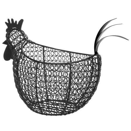 Black Metal Wire Chicken-Shaped Egg Storage Basket - MyGift