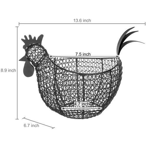 Black Metal Wire Chicken-Shaped Egg Storage Basket – MyGift