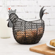 Black Metal Wire Chicken-Shaped Egg Storage Basket - MyGift