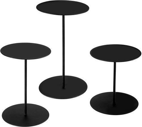 Black Round Metal Pedestal Display Risers Stand, Set of 3 - MyGift