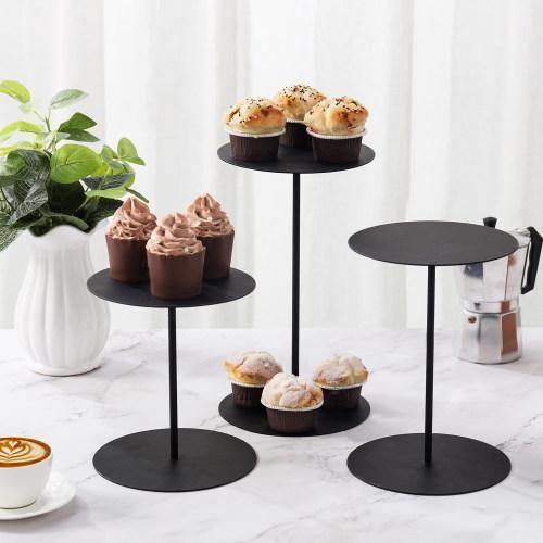 Black Round Metal Pedestal Display Risers Stand, Set of 3 - MyGift