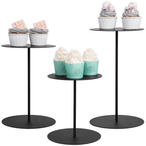 Black Round Metal Pedestal Display Risers Stand, Set of 3 - MyGift