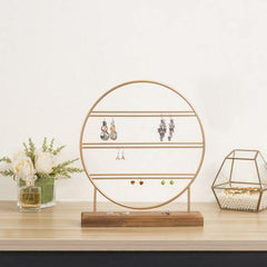 Black Metal Large Circular Earring Holder Organizer Stand with