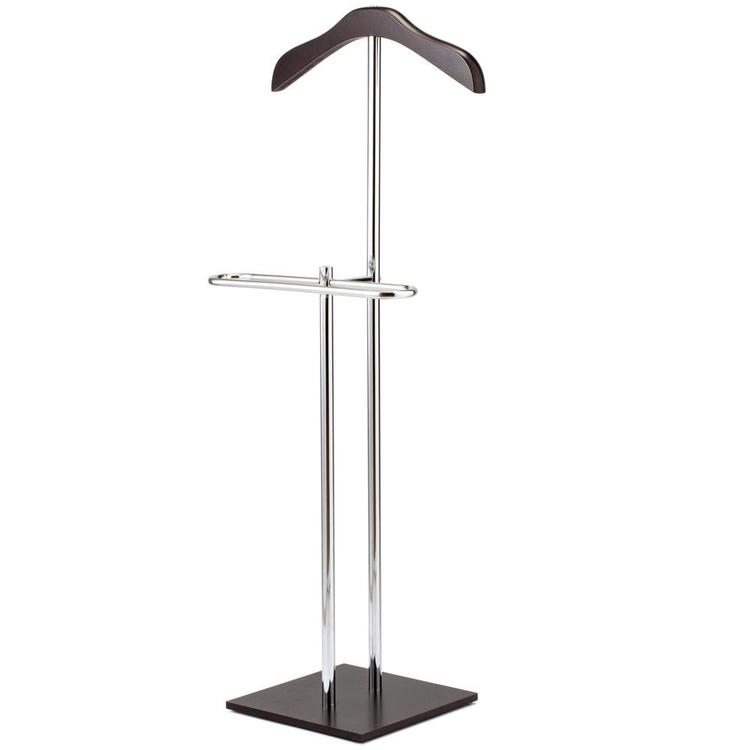 Brown Wood & Metal Suit Valet Garment Floor Stand - MyGift Enterprise LLC