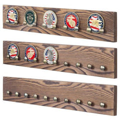 Brown Wood Wall Mounted Challenge Coin & Casino Chip Display