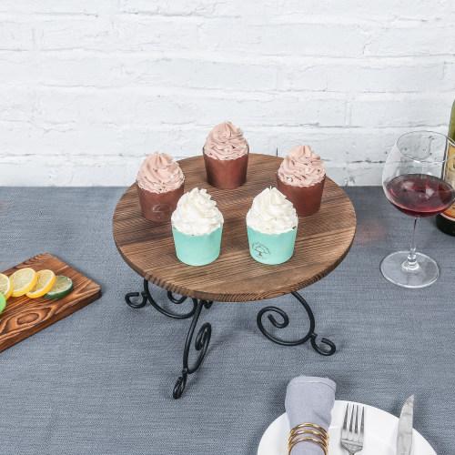 Burnt Wood & Metal Design Cake Stand