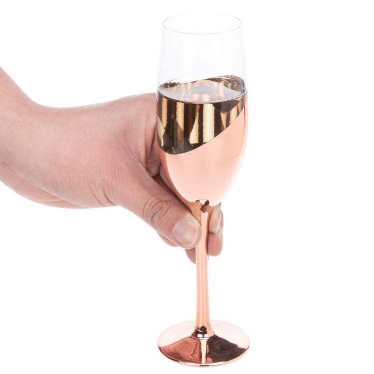 Rose Gold Champagne Flute Glasses, Set of 4