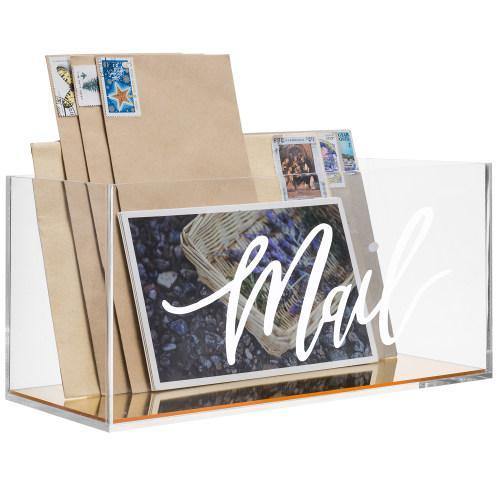 Clear Acrylic Tabletop Mail Organizer with Brass Mirror Bottom - MyGift