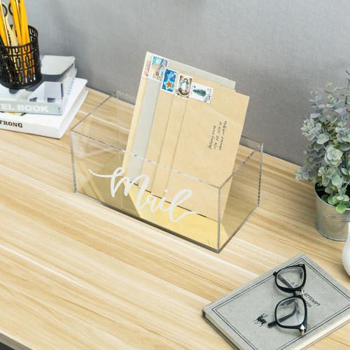 Clear Acrylic Tabletop Mail Organizer with Brass Mirror Bottom - MyGift