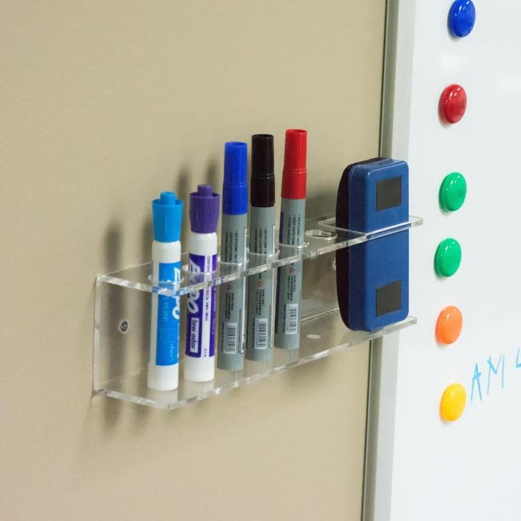 Clear Acrylic Wall Mountable 6 Slot Dry Erase Marker & Eraser Holder Rack - MyGift Enterprise LLC