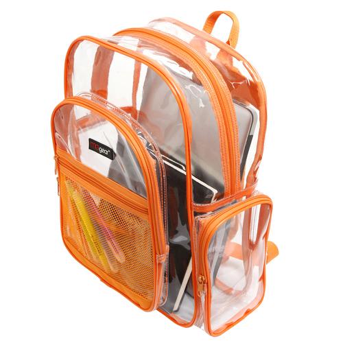 17-Inch Orange Mesh & Clear PVC School Backpack – MyGift