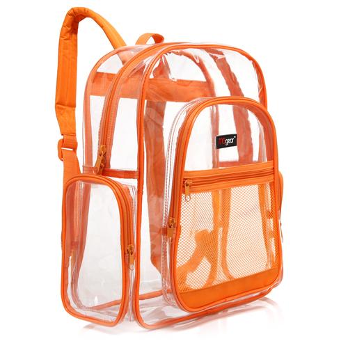 Clear School Backpack with Orange Trim