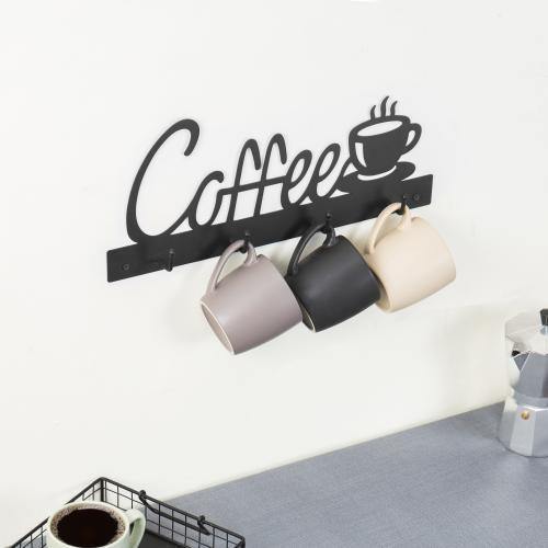 Coffee Cup Design Wall Mounted Mug Rack - MyGift