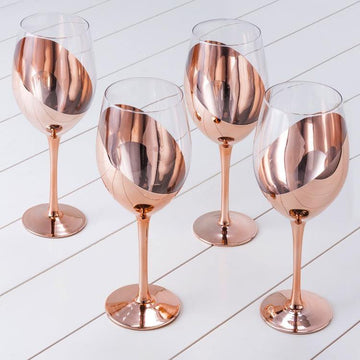 Stemless Wine Glass Set, Elegant Drinkware with Metallic Copper Plated –  MyGift