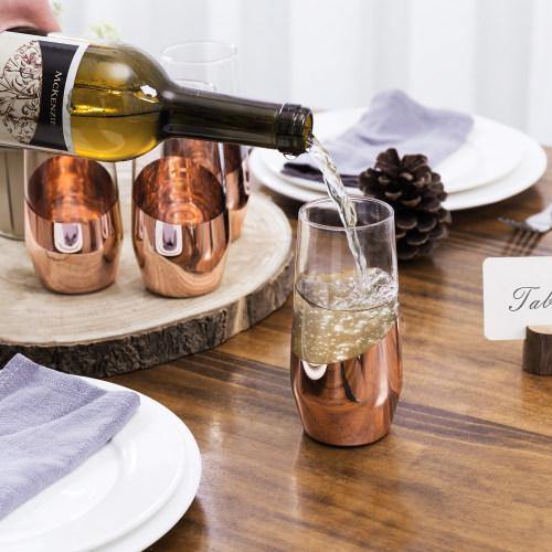 Copper Stemless Champagne Flute Glasses, Set of 4 - MyGift