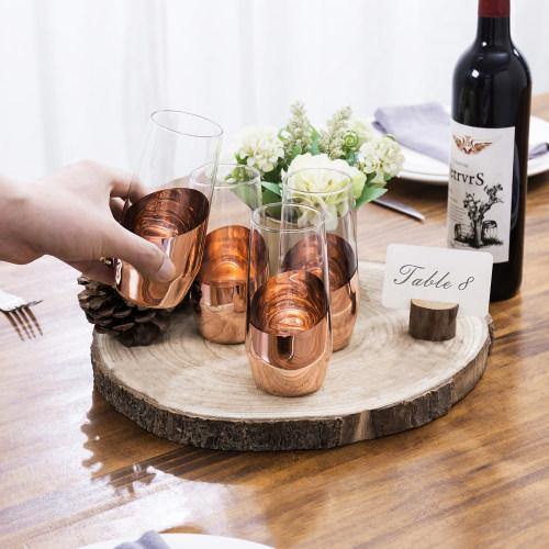 Copper Stemless Champagne Flute Glasses, Set of 4 - MyGift