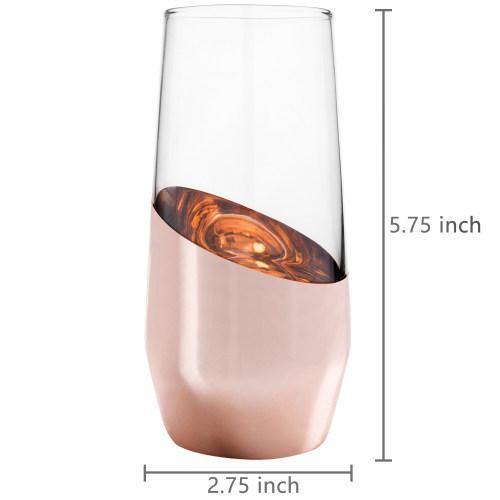 Copper Stemless Champagne Flute Glasses, Set of 4 - MyGift