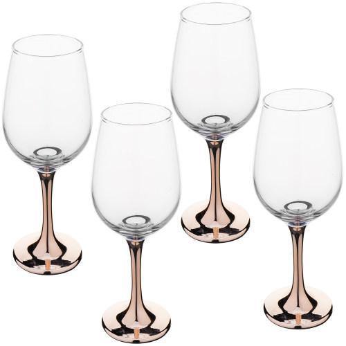 Copper-Toned Stemmed 15oz Wine Glasses, Set of 4 – MyGift