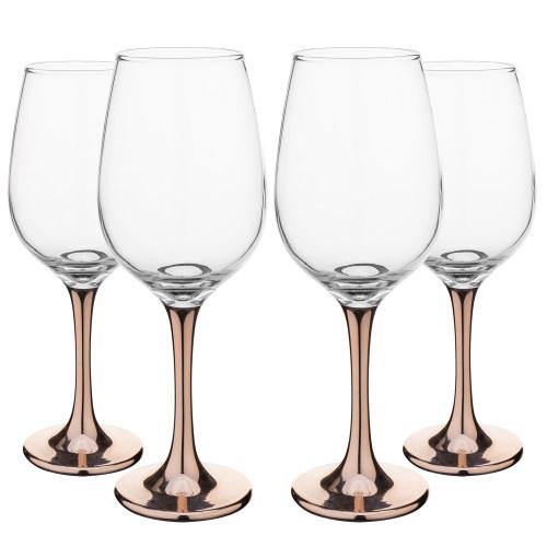 Copper-Toned Stemmed 15oz Wine Glasses, Set of 4 – MyGift