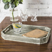 Country Rustic Wood Serving Tray with Cutout Handles and Angled Edges - MyGift Enterprise LLC