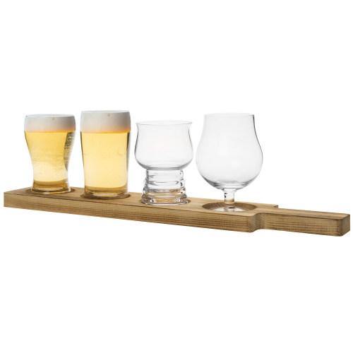Beer Tasting Flight Sampler Board - Set Includes Four 6 oz Pilsner Craft  Brew Glasses & Wooden Paddl…See more Beer Tasting Flight Sampler Board -  Set