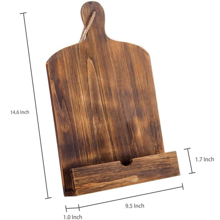 Cutting Board Style Wood Recipe Cookbook / Tablet Holder with Kickstand, Brown - MyGift Enterprise LLC