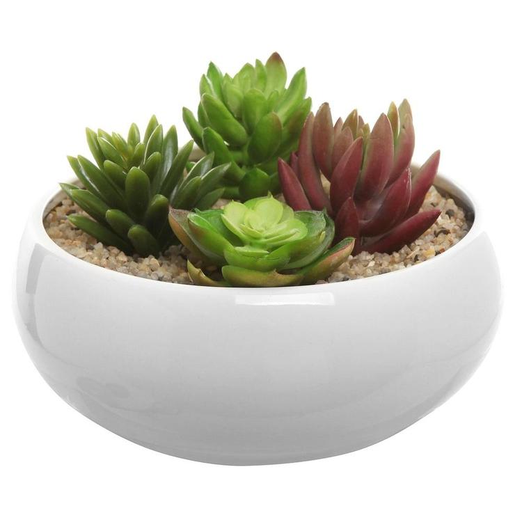 Decorative Round Ceramic Planter, White – MyGift