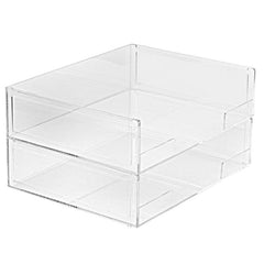 Lincia 2 Pcs 12.6 x 10.2 x 2.1 Inches Acrylic Letter Tray Stackable File  Tray, Clear