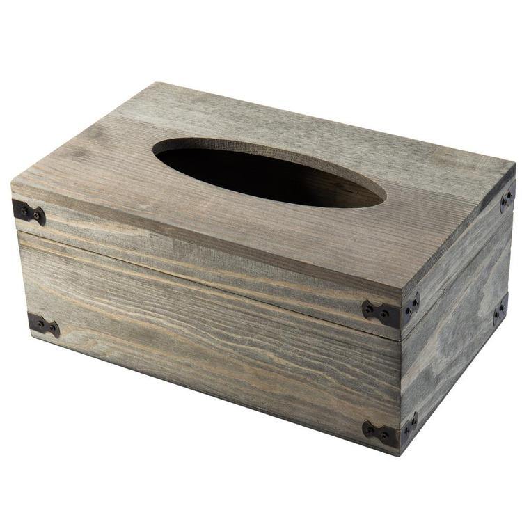 Distressed Wood Tissue Box Holder with Hinged Lid - MyGift