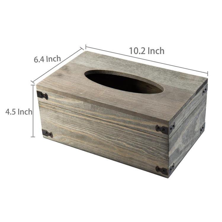 Distressed Wood Tissue Box Holder with Hinged Lid - MyGift