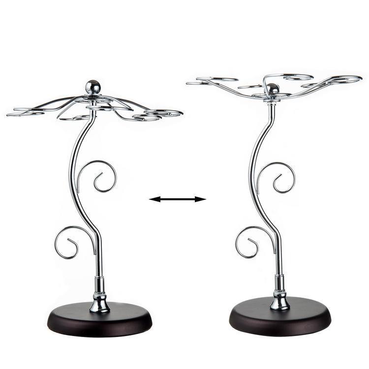 Elegant 6 Hook Silver Chrome Tone Metal Wine Glass Holder Stand Stemware Rack - MyGift