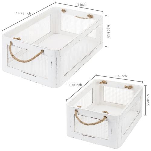 White Vintage Wood Nesting Shelf Baskets, Organizer Storage Crates wit –  MyGift